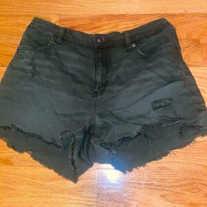 aerie green distressed shorts